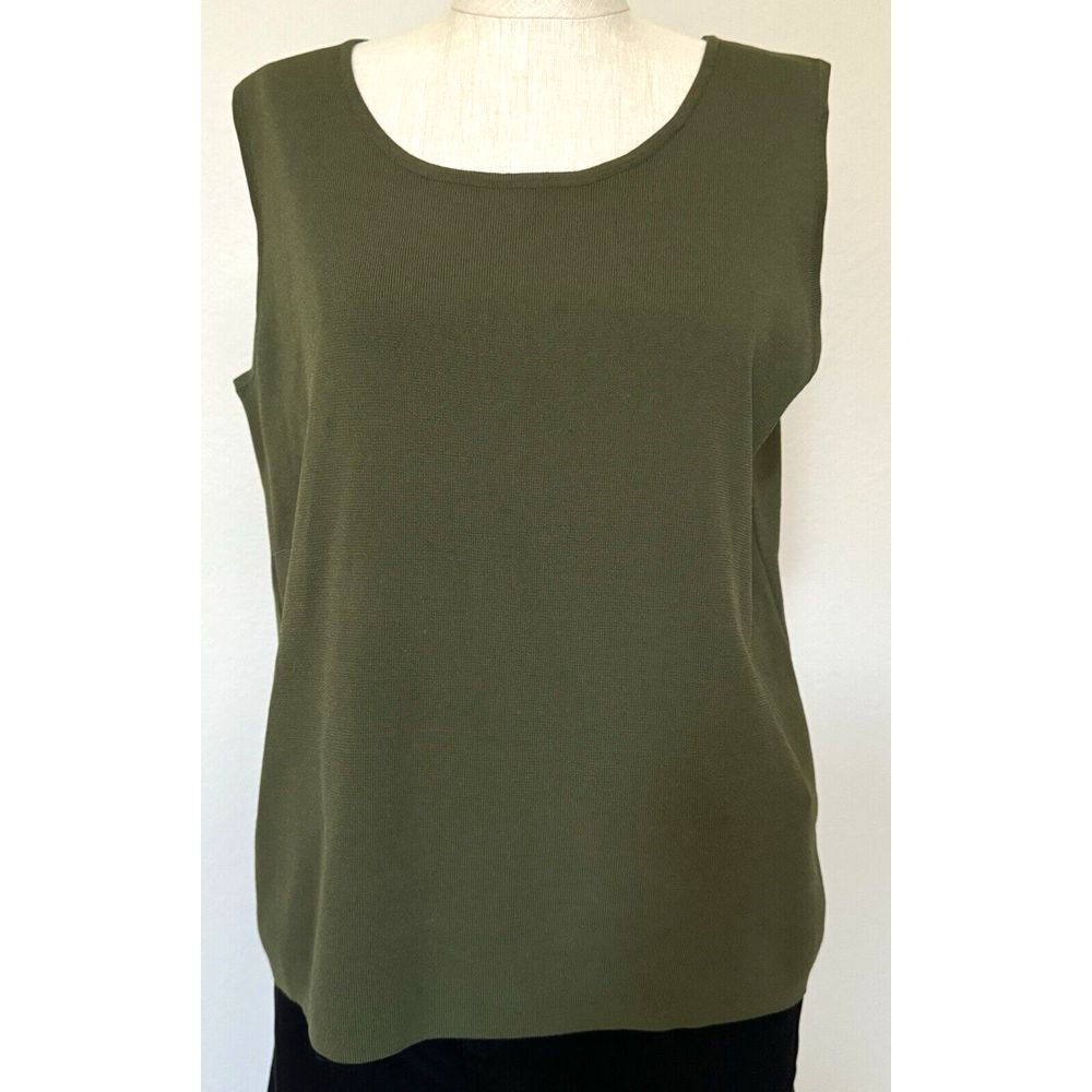 Drapers & Damons Sleeveless Top Women Large Olive Green Scoop Neck‎ Shirt - Picture 13 of 13